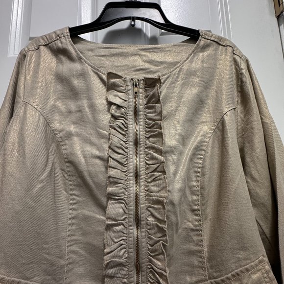 Lane Bryant size 16 linen and gold metallic jacket - Picture 3 of 8